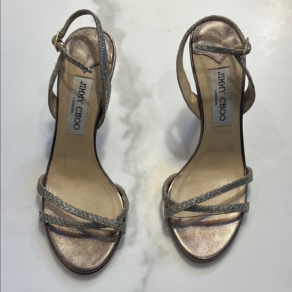 Jimmy Choo Metallic Gold and Silver Heels
